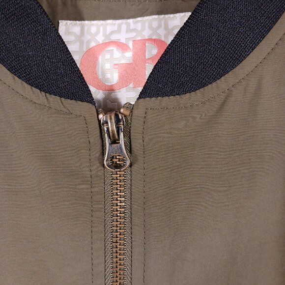 Gianni Bini Dark Khaki Jacket W/Ruffled Back & Sleeves, Size Medium, Utility - Picture 10 of 16